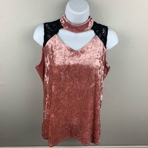 ADELE & MAY PINK/BLACK LACE SLEEVELESS TOP - XL